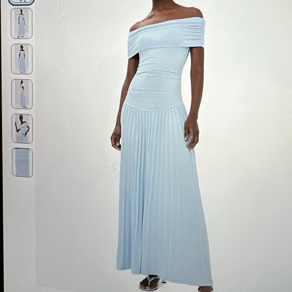 Light blue, pleated maxi dress